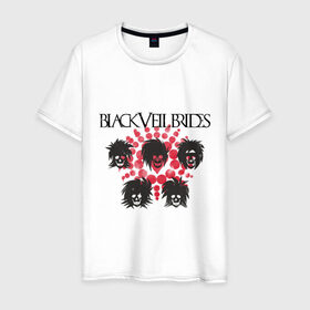 Мужская футболка хлопок с принтом Black veil brides (черепушки) в Петрозаводске, 100% хлопок | прямой крой, круглый вырез горловины, длина до линии бедер, слегка спущенное плечо. | black veil brides