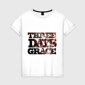Женская футболка хлопок с принтом Three days grace (dark) в Петрозаводске, 100% хлопок | прямой крой, круглый вырез горловины, длина до линии бедер, слегка спущенное плечо | three days grace