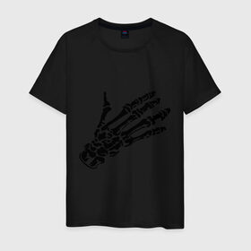 Мужская футболка хлопок с принтом Костлявая рука в Петрозаводске, 100% хлопок | прямой крой, круглый вырез горловины, длина до линии бедер, слегка спущенное плечо. | скелет