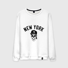 Мужской свитшот хлопок с принтом New York (gangsta skull) в Петрозаводске, 100% хлопок |  | Тематика изображения на принте: 