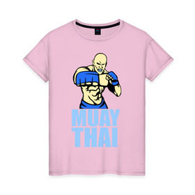 Женская футболка хлопок с принтом Muay Thai (Тайский бокс) в Петрозаводске, 100% хлопок | прямой крой, круглый вырез горловины, длина до линии бедер, слегка спущенное плечо | 