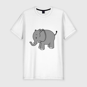 Мужская футболка премиум с принтом Слоник в Петрозаводске, 92% хлопок, 8% лайкра | приталенный силуэт, круглый вырез ворота, длина до линии бедра, короткий рукав | слон