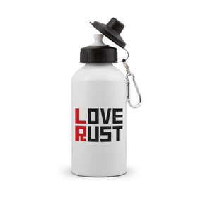 Бутылка спортивная с принтом Love Rust в Петрозаводске, металл | емкость — 500 мл, в комплекте две пластиковые крышки и карабин для крепления | love | playrust | rust | раст