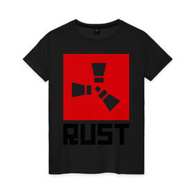Женская футболка хлопок с принтом Rust в Петрозаводске, 100% хлопок | прямой крой, круглый вырез горловины, длина до линии бедер, слегка спущенное плечо | playrust | rust | раст