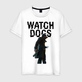 Мужская футболка хлопок с принтом Watch Dogs в Петрозаводске, 100% хлопок | прямой крой, круглый вырез горловины, длина до линии бедер, слегка спущенное плечо. | 
