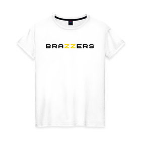 Женская футболка хлопок с принтом Brazzers в Петрозаводске, 100% хлопок | прямой крой, круглый вырез горловины, длина до линии бедер, слегка спущенное плечо | brazzers