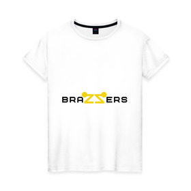 Женская футболка хлопок с принтом Brazzers в Петрозаводске, 100% хлопок | прямой крой, круглый вырез горловины, длина до линии бедер, слегка спущенное плечо | brazzers