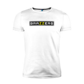 Мужская футболка премиум с принтом Brazzers в Петрозаводске, 92% хлопок, 8% лайкра | приталенный силуэт, круглый вырез ворота, длина до линии бедра, короткий рукав | brazzers