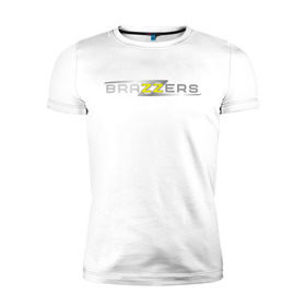 Мужская футболка премиум с принтом Brazzers в Петрозаводске, 92% хлопок, 8% лайкра | приталенный силуэт, круглый вырез ворота, длина до линии бедра, короткий рукав | brazzers