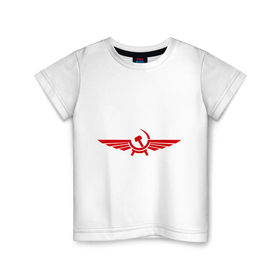 Детская футболка хлопок с принтом Серп и молот в виде орла в Петрозаводске, 100% хлопок | круглый вырез горловины, полуприлегающий силуэт, длина до линии бедер | крылья
