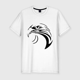 Мужская футболка премиум с принтом Тату - взгляд орла в Петрозаводске, 92% хлопок, 8% лайкра | приталенный силуэт, круглый вырез ворота, длина до линии бедра, короткий рукав | взгляд | глаз | голова | коршун | орел | птица | сокол | тату