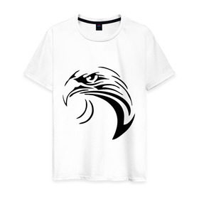 Мужская футболка хлопок с принтом Тату - взгляд орла в Петрозаводске, 100% хлопок | прямой крой, круглый вырез горловины, длина до линии бедер, слегка спущенное плечо. | взгляд | глаз | голова | коршун | орел | птица | сокол | тату