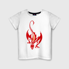 Детская футболка хлопок с принтом Пылающий дракон в Петрозаводске, 100% хлопок | круглый вырез горловины, полуприлегающий силуэт, длина до линии бедер | 
