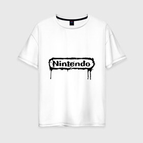 Женская футболка хлопок Oversize с принтом Nintendo в Петрозаводске, 100% хлопок | свободный крой, круглый ворот, спущенный рукав, длина до линии бедер
 | баста | ноггано