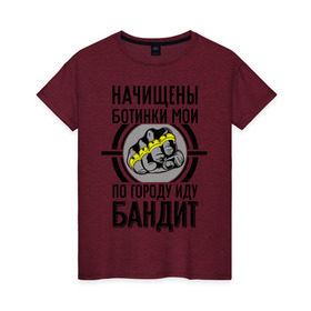 Женская футболка хлопок с принтом Бандит в Петрозаводске, 100% хлопок | прямой крой, круглый вырез горловины, длина до линии бедер, слегка спущенное плечо | баста | ноггано