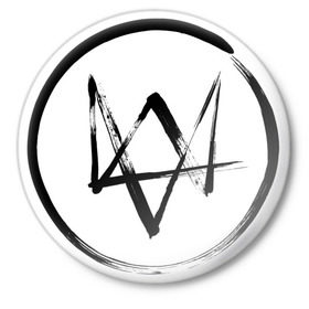 Значок с принтом Watch dog - логотип в Петрозаводске,  металл | круглая форма, металлическая застежка в виде булавки | watch dogs