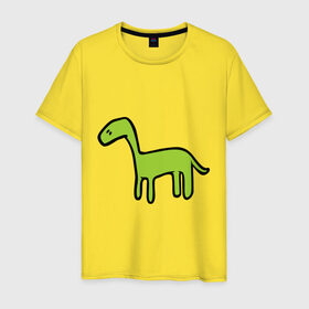 Мужская футболка хлопок с принтом Дино - детский рисунок в Петрозаводске, 100% хлопок | прямой крой, круглый вырез горловины, длина до линии бедер, слегка спущенное плечо. | дети | дино | динозавр | диплодок | рисунок