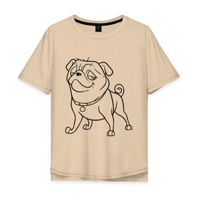 Мужская футболка хлопок Oversize с принтом Мопс в Петрозаводске, 100% хлопок | свободный крой, круглый ворот, “спинка” длиннее передней части | the nut job | белка | зайка | мопс | мультик | мультфильм | пес | реальная белка | собака