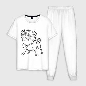 Мужская пижама хлопок с принтом Мопс в Петрозаводске, 100% хлопок | брюки и футболка прямого кроя, без карманов, на брюках мягкая резинка на поясе и по низу штанин
 | the nut job | белка | зайка | мопс | мультик | мультфильм | пес | реальная белка | собака