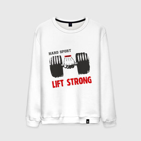 Мужской свитшот хлопок с принтом Lift Strong в Петрозаводске, 100% хлопок |  | hard | lift | pain | sport | strong | гантели | спорт | штанга