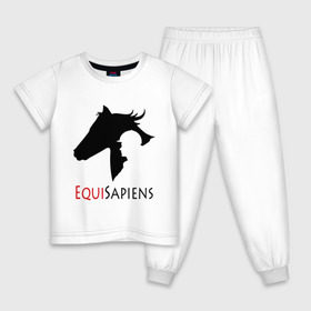 Детская пижама хлопок с принтом Конный спорт - лошади в Петрозаводске, 100% хлопок |  брюки и футболка прямого кроя, без карманов, на брюках мягкая резинка на поясе и по низу штанин
 | Тематика изображения на принте: equi | sapiens | жокей | кони | конный | лошади