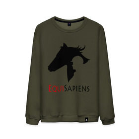 Мужской свитшот хлопок с принтом Конный спорт - лошади в Петрозаводске, 100% хлопок |  | equi | sapiens | жокей | кони | конный | лошади