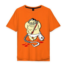 Мужская футболка хлопок Oversize с принтом Пуджик (Мясник) в Петрозаводске, 100% хлопок | свободный крой, круглый ворот, “спинка” длиннее передней части | Тематика изображения на принте: dota | dota2 | pudge | дота | дота2 | мясник | пудж