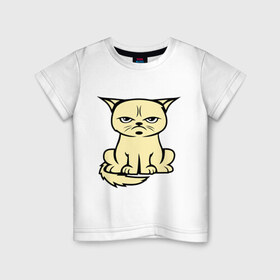 Детская футболка хлопок с принтом Недовольный кот в Петрозаводске, 100% хлопок | круглый вырез горловины, полуприлегающий силуэт, длина до линии бедер | cat | grumpy | киса | кот | котэ | кошка | недовольный