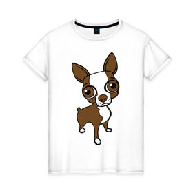 Женская футболка хлопок с принтом Милая собачка в Петрозаводске, 100% хлопок | прямой крой, круглый вырез горловины, длина до линии бедер, слегка спущенное плечо | милая | пес | собака | собачка | терьер | той | чихуахуа