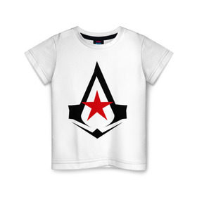 Детская футболка хлопок с принтом Русский ассассин в Петрозаводске, 100% хлопок | круглый вырез горловины, полуприлегающий силуэт, длина до линии бедер | ассассин | логотип | подарок | прикол | русский