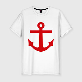 Мужская футболка премиум с принтом Якорь в Петрозаводске, 92% хлопок, 8% лайкра | приталенный силуэт, круглый вырез ворота, длина до линии бедра, короткий рукав | anchor | captain | sailor | вмф | волна | девушке | капитан | корабль | любимому | матрос | море | моряк | моряку | мужчине | палуба | парню | подарок | штиль | шторм | якорь