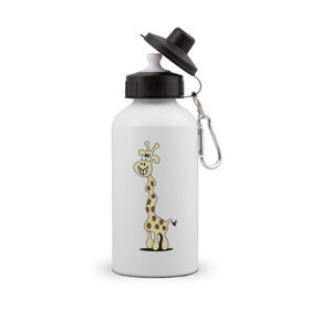 Бутылка спортивная с принтом Упоротый жираф в Петрозаводске, металл | емкость — 500 мл, в комплекте две пластиковые крышки и карабин для крепления | бешеный | длинный | жираф | кривой | сумасшедший | упоротый | чокнутый