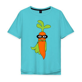 Мужская футболка хлопок Oversize с принтом Супер-морковь в Петрозаводске, 100% хлопок | свободный крой, круглый ворот, “спинка” длиннее передней части | Тематика изображения на принте: супергерой