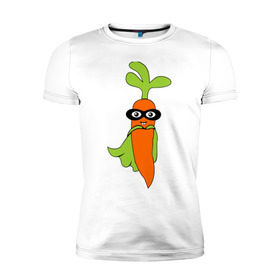 Мужская футболка премиум с принтом Супер-морковь в Петрозаводске, 92% хлопок, 8% лайкра | приталенный силуэт, круглый вырез ворота, длина до линии бедра, короткий рукав | Тематика изображения на принте: супергерой