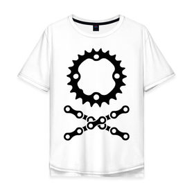 Мужская футболка хлопок Oversize с принтом Велосипедная цепь и звездочка в Петрозаводске, 100% хлопок | свободный крой, круглый ворот, “спинка” длиннее передней части | Тематика изображения на принте: пират