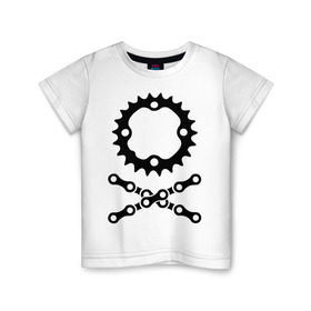 Детская футболка хлопок с принтом Велосипедная цепь и звездочка в Петрозаводске, 100% хлопок | круглый вырез горловины, полуприлегающий силуэт, длина до линии бедер | пират