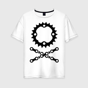 Женская футболка хлопок Oversize с принтом Велосипедная цепь и звездочка в Петрозаводске, 100% хлопок | свободный крой, круглый ворот, спущенный рукав, длина до линии бедер
 | пират