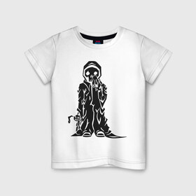 Детская футболка хлопок с принтом Маленькая смерть в Петрозаводске, 100% хлопок | круглый вырез горловины, полуприлегающий силуэт, длина до линии бедер | скелет