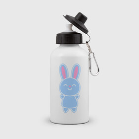 Бутылка спортивная с принтом Зайка в Петрозаводске, металл | емкость — 500 мл, в комплекте две пластиковые крышки и карабин для крепления | bunny | rabbit | белый | зайка | заяц | кролик | милый