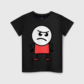 Детская футболка хлопок с принтом Суровый парень в Петрозаводске, 100% хлопок | круглый вырез горловины, полуприлегающий силуэт, длина до линии бедер | злой | мальчик | мужик | парень | стикмэн | суровый | хмурый
