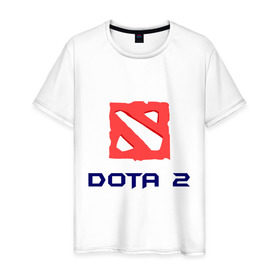 Мужская футболка хлопок с принтом Dota 2 logo в Петрозаводске, 100% хлопок | прямой крой, круглый вырез горловины, длина до линии бедер, слегка спущенное плечо. | 