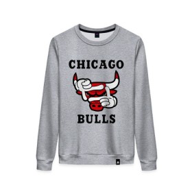 Женский свитшот хлопок с принтом Chicago Bulls Swag в Петрозаводске, 100% хлопок | прямой крой, круглый вырез, на манжетах и по низу широкая трикотажная резинка  | bulls | chicago | new | swag | буллс | чикаго