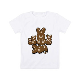 Детская футболка хлопок с принтом Шоколадные кролики в Петрозаводске, 100% хлопок | круглый вырез горловины, полуприлегающий силуэт, длина до линии бедер | chocolate | death | rabbit | еда | зайцы | заяц | зверь | кролик | шоколад