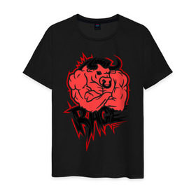 Мужская футболка хлопок с принтом Rage (Ярость) в Петрозаводске, 100% хлопок | прямой крой, круглый вырез горловины, длина до линии бедер, слегка спущенное плечо. | bull | rage | бык | качок | силовой | спорт | ярость