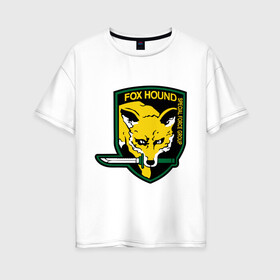 Женская футболка хлопок Oversize с принтом Foxhound в Петрозаводске, 100% хлопок | свободный крой, круглый ворот, спущенный рукав, длина до линии бедер
 | лиса