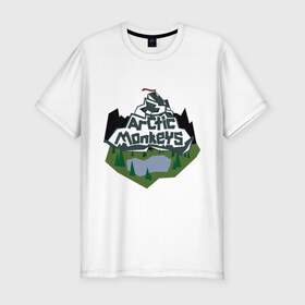 Мужская футболка премиум с принтом Arctic monkeys mountain в Петрозаводске, 92% хлопок, 8% лайкра | приталенный силуэт, круглый вырез ворота, длина до линии бедра, короткий рукав | arctic monkeys