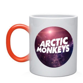 Кружка хамелеон с принтом Arctic monkeys space logo в Петрозаводске, керамика | меняет цвет при нагревании, емкость 330 мл | Тематика изображения на принте: arctic monkeys