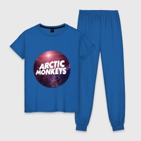 Женская пижама хлопок с принтом Arctic monkeys space logo в Петрозаводске, 100% хлопок | брюки и футболка прямого кроя, без карманов, на брюках мягкая резинка на поясе и по низу штанин | arctic monkeys