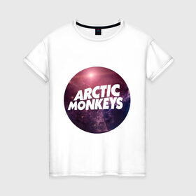 Женская футболка хлопок с принтом Arctic monkeys space logo в Петрозаводске, 100% хлопок | прямой крой, круглый вырез горловины, длина до линии бедер, слегка спущенное плечо | arctic monkeys