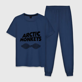 Мужская пижама хлопок с принтом Arctic monkeys wave в Петрозаводске, 100% хлопок | брюки и футболка прямого кроя, без карманов, на брюках мягкая резинка на поясе и по низу штанин
 | arctic monkeys